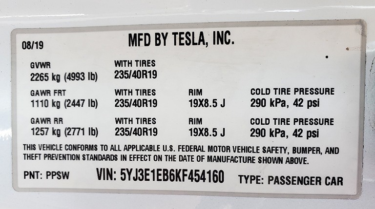 VIN Label Example